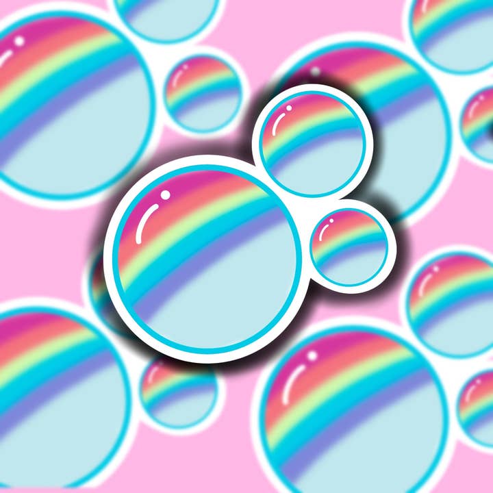 Tie Dye Rainbow Bubbles Waterproof Sticker for wholesale by Buzz Tie Dye Creations