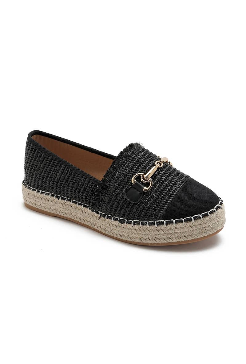 Joia Paris - Wholesale Flats - Women's - Flat espadrilles with black toe and buckle, comfortable H8-8670