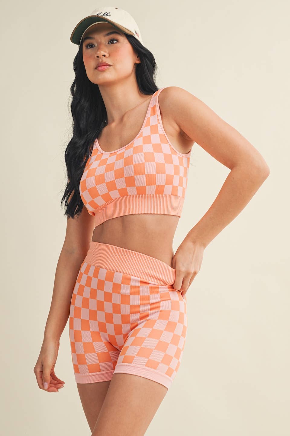 KIMBERLY C - Wholesale Activewear Set - Women's - Checkmate Cropped Two Piece Set58