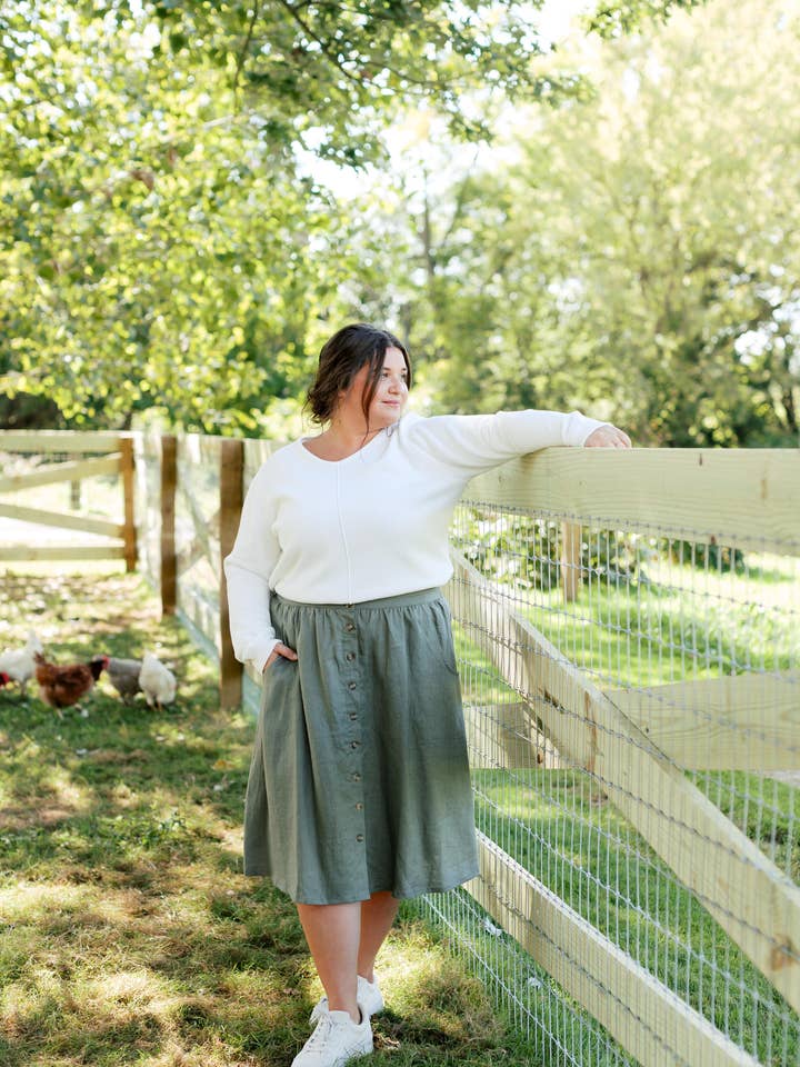 'Tirzah' 100% Linen Button Front Skirt FINAL SALE for wholesale by The Main Street Exchange