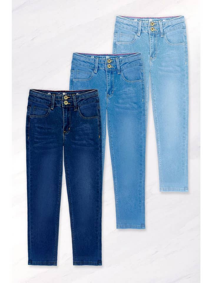 GDP-22-89042A Girl's Basic Fit Denim Jean w/ Glitter Buttons for wholesale by Cutie Patootie Clothing