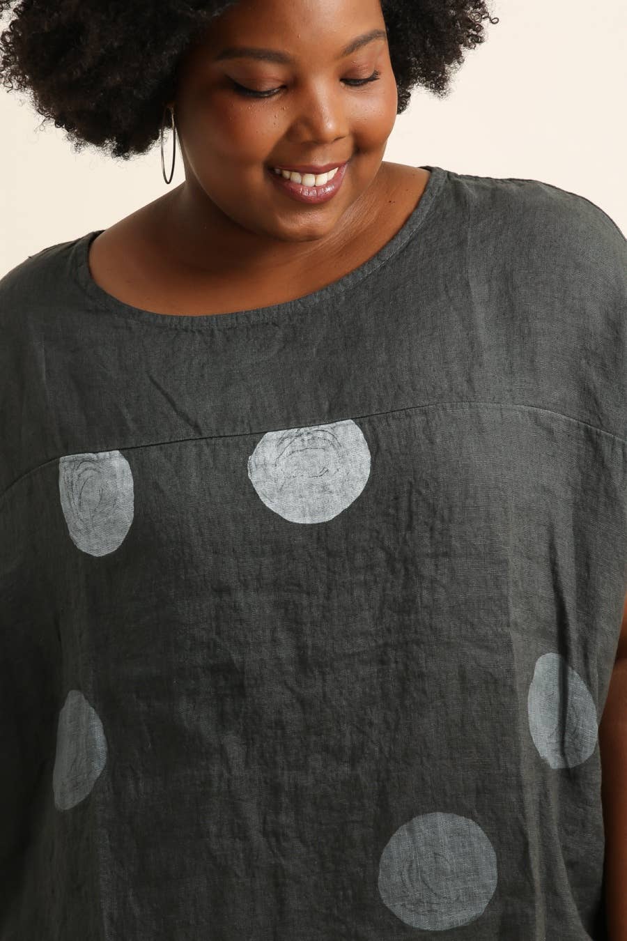 Lea & Luc - Grandes Tailles - Vendita all'ingrosso Tunica - Donna - Tunic in lino taglie comode con stampa a cerchi14