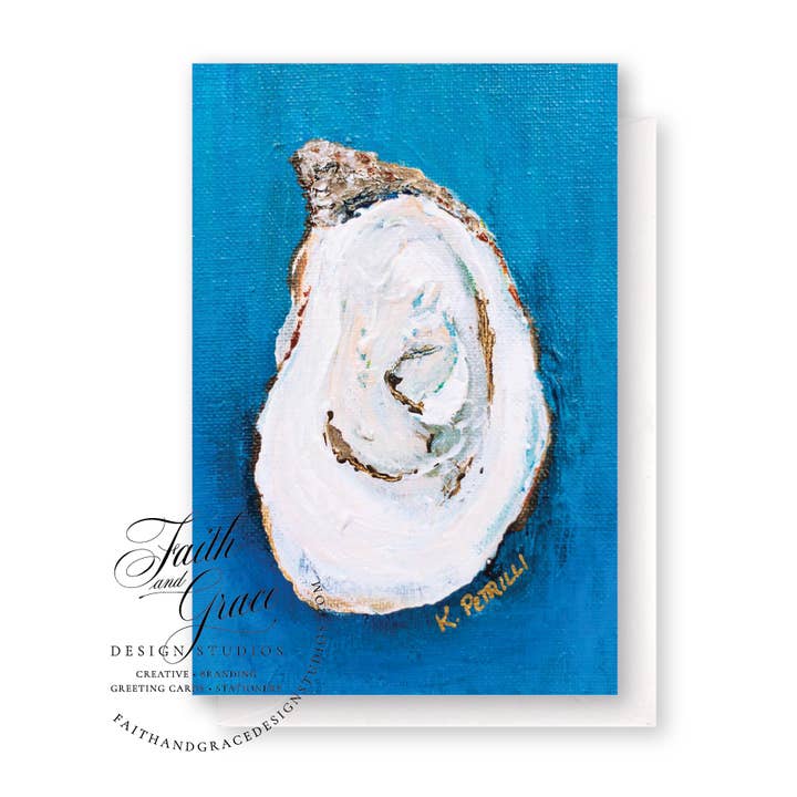 Ostra em Cartão Azul | Interior em Branco por atacado de Faith and Grace Design Studios