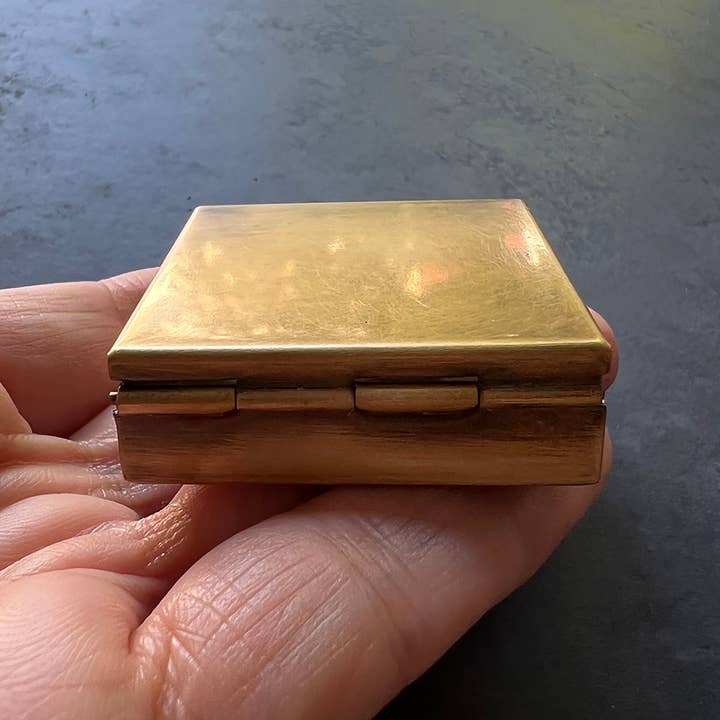 Metal Cloth & Wood - Wholesale Decorative Box - Clean and Simple 1.5" Square Brass Pill or Trinket Box