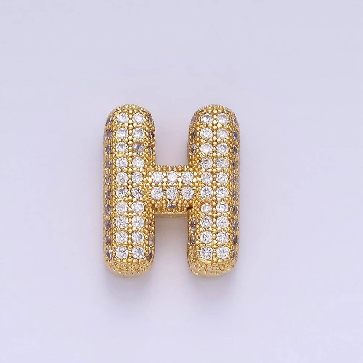 Aim Eternal – wholesale Individual charm/pendant – 14K Gold Filled 15mm Micro Paved Balloon Bubble Initial Letter Pendant | A1171-A11837