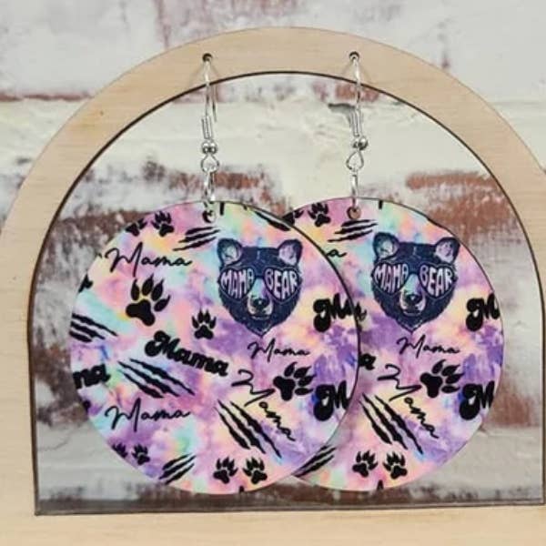 Mama bear dangle earrings for wholesale by Adalee's Accessories