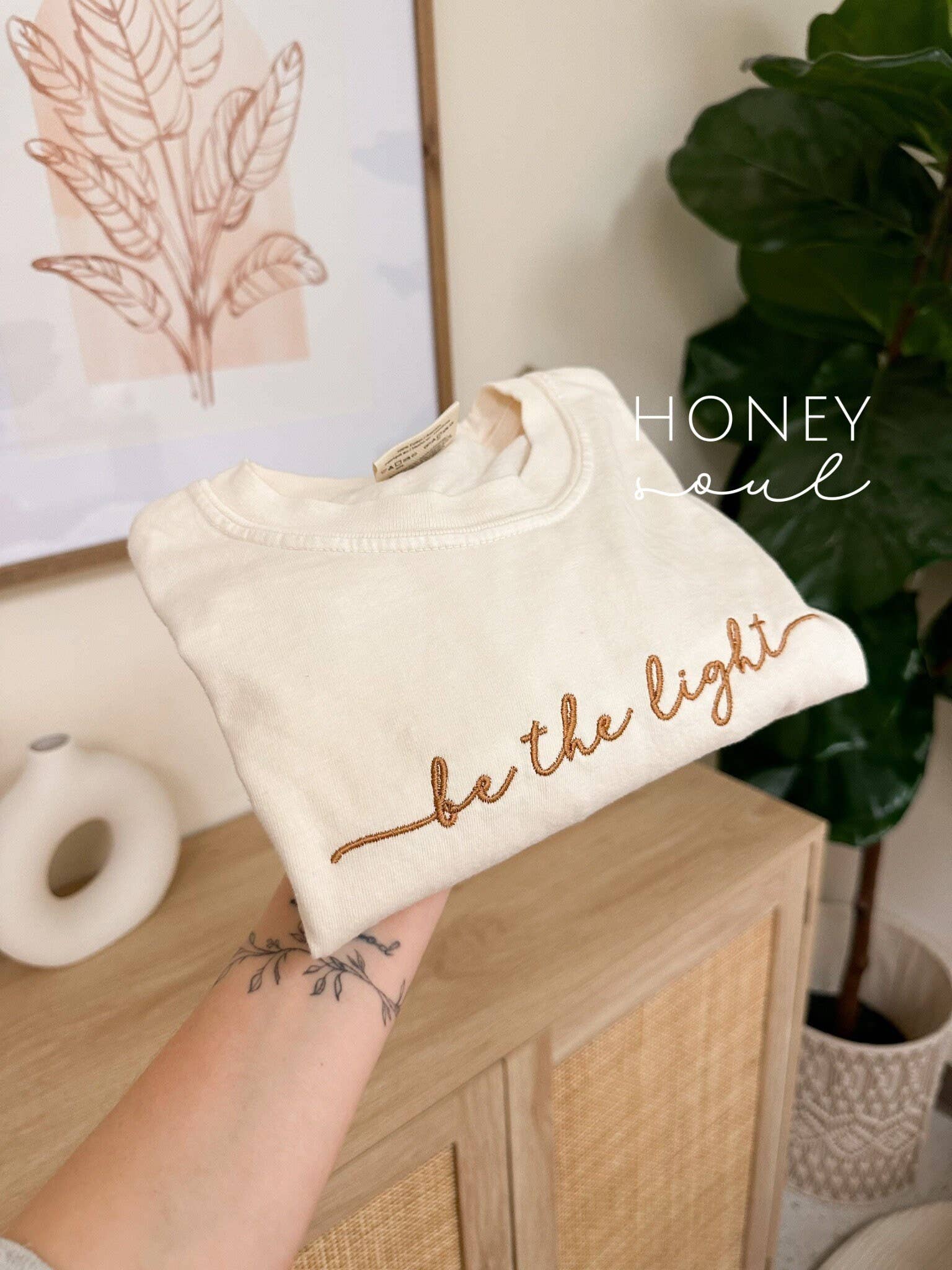 Honey Soul LLC - Wholesale T-Shirt - Women's - Embroidered Be The Light Tee3