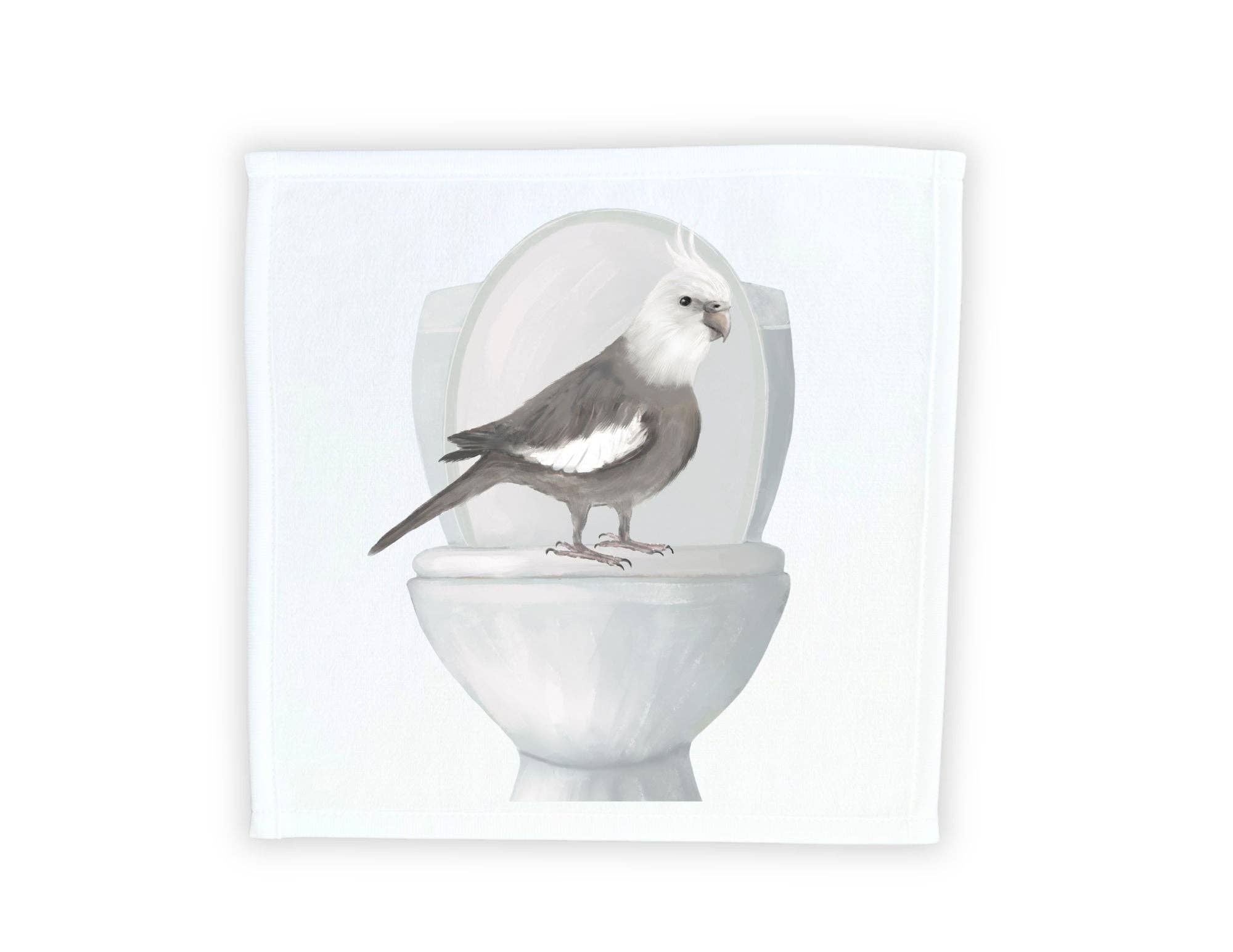 MerikaArt - Wholesale Wash Cloth - Cockatiel on Toilet Washcloth1