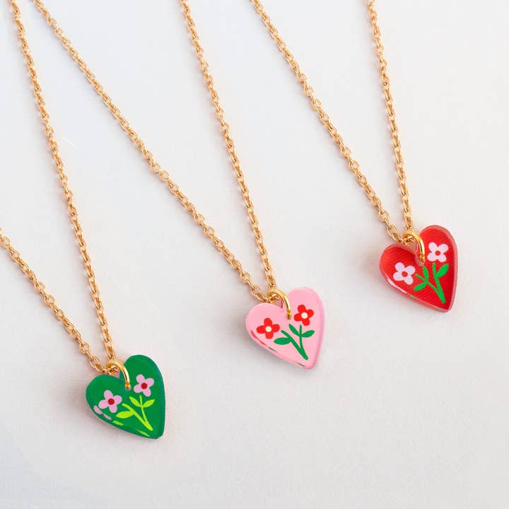 Collier Pendentif Charme Cœur | Plusieurs Couleurs | Bijoux pour la vente par Natalie Lea Owen – Handmade Jewellery & Greeting Cards