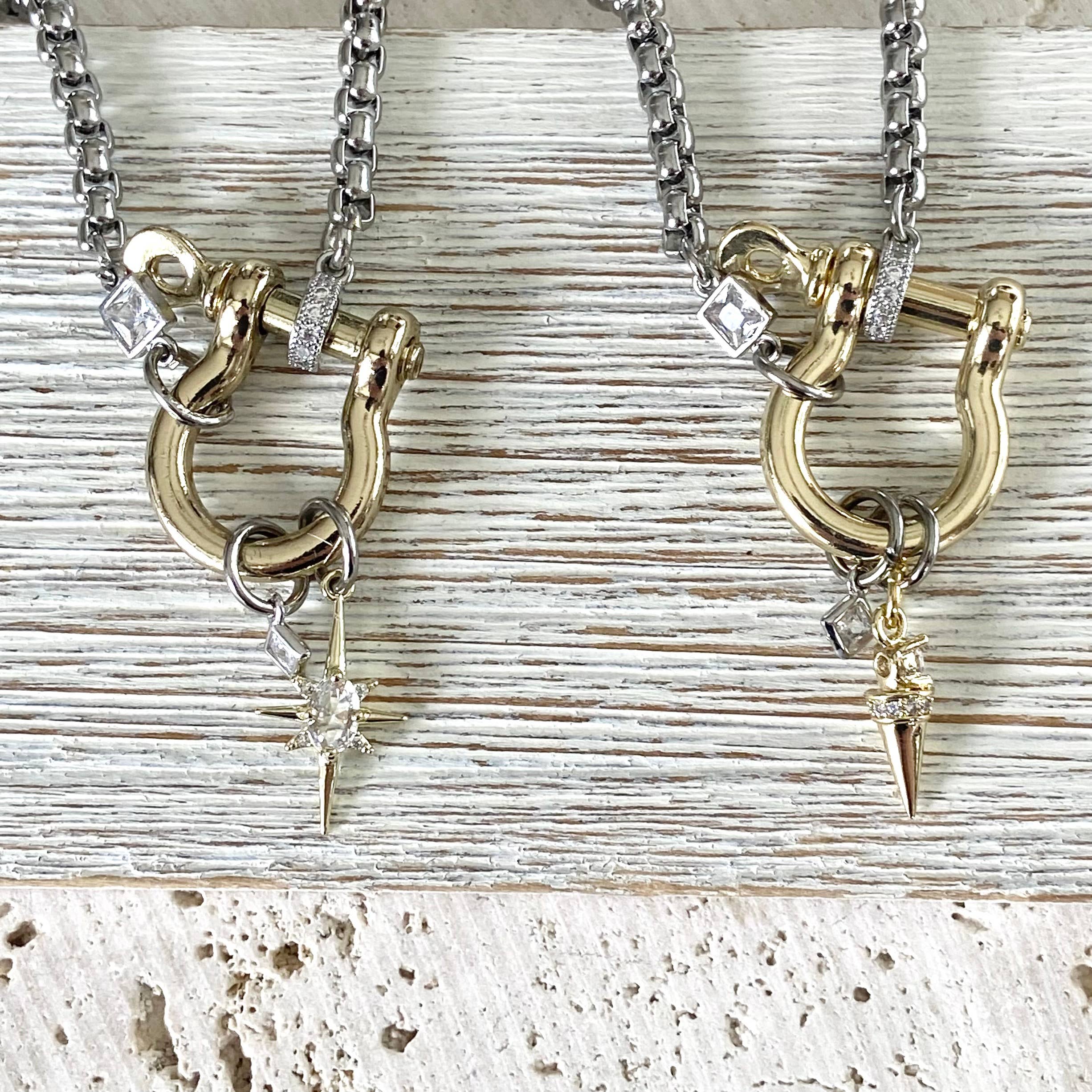 VB&CO Designs Handmade Jewelry - Wholesale Pendant/Charm Necklace - Carabiner shackle necklace charm holder mixed metal 2