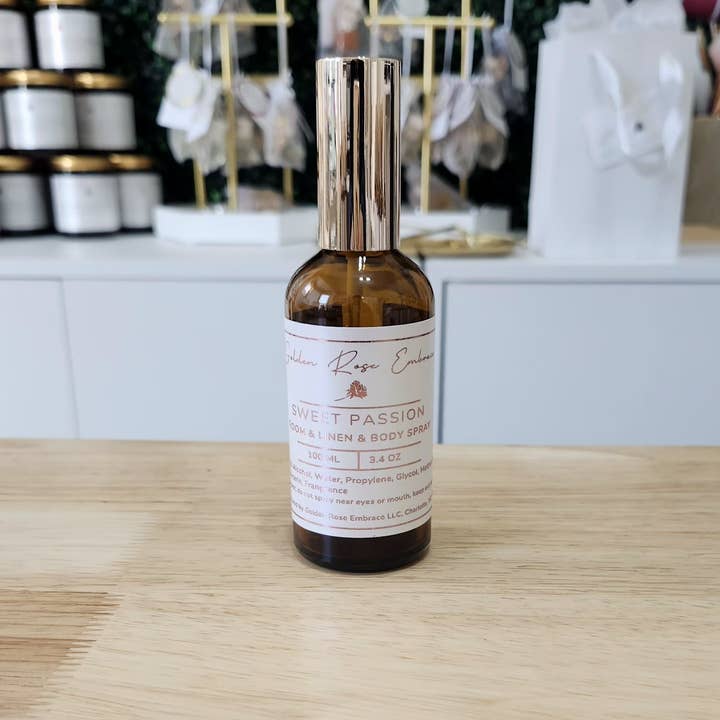 Sweet Passion Room/Linen/Body Spray 3.4 oz for wholesale by Golden Rose Embrace