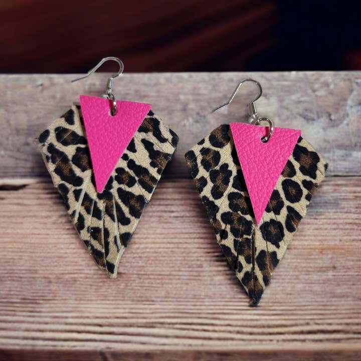 Hot Pink and Leopard Boho Triangles for wholesale by Bushleys Beauties, LLC