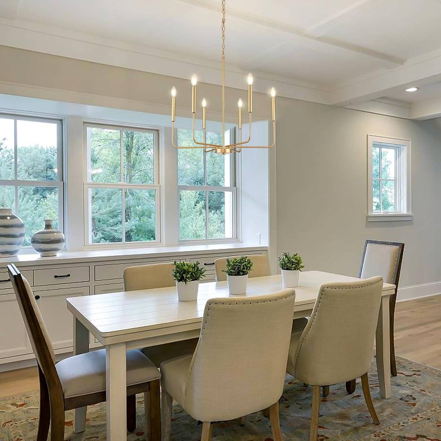 Gold 6 Light Candle Chandelier For Dining Room Modern for wholesale on Faire1
