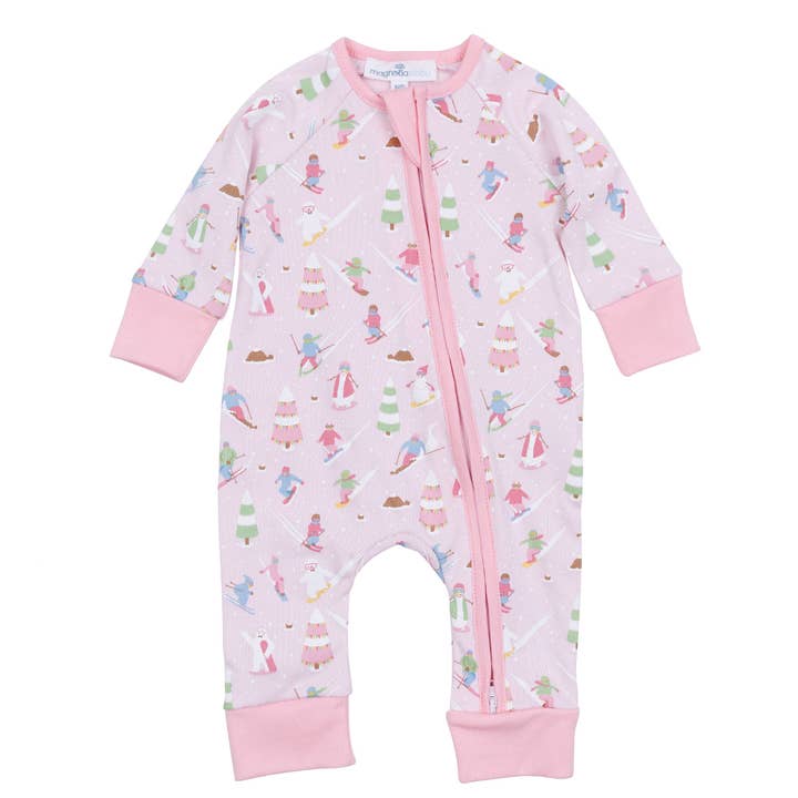 Ski Buddies Zip Playsuit - Pink for wholesale by Magnolia Baby