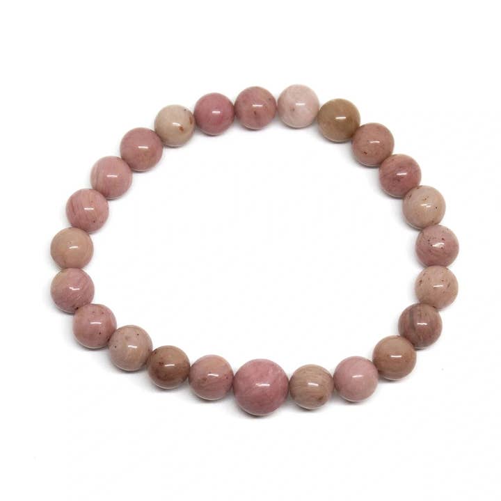 Rhodonite Beaded Bracelet Wrist Mala 4mm - Average Wrist for wholesale by Namu Baru Inc.