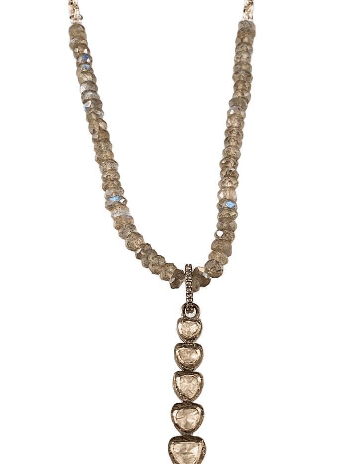 21” Sterling Rose Cut Diamond & Labradorite Gem Necklace for wholesale by GK Designs