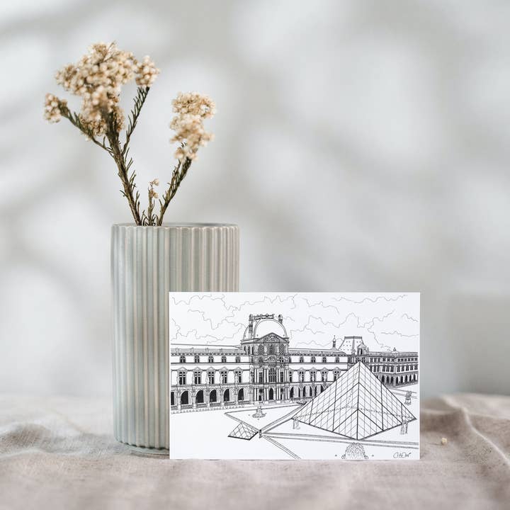 Förpackning med 10 vykort Le Louvre GALERIE PARIS S/V för wholesale av LIGNE NOIRE