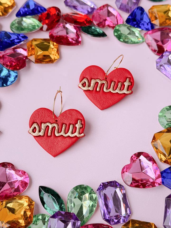 Smut Heart Hoop Earrings - Statement, Valentine's, Bookish for wholesale by Golden Hour Designs