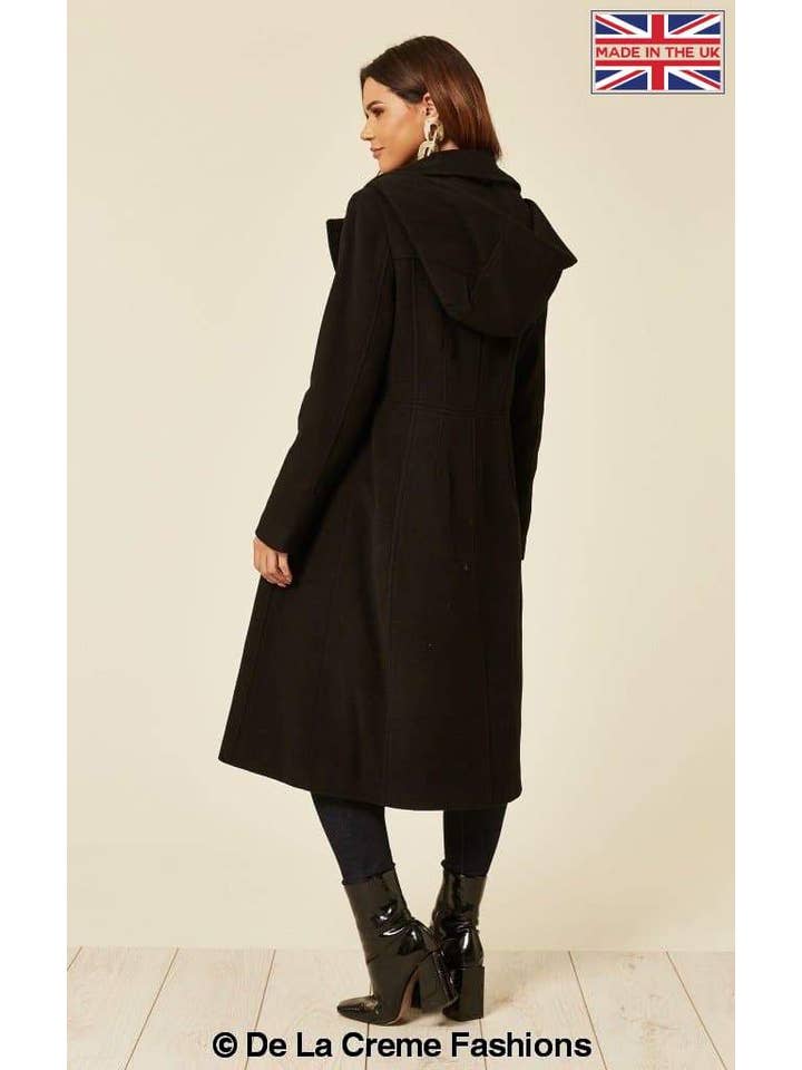 De La Creme Fashions - Vente Manteau – femme - Manteau mi-long à capuche en laine et cachemire Beatrice23