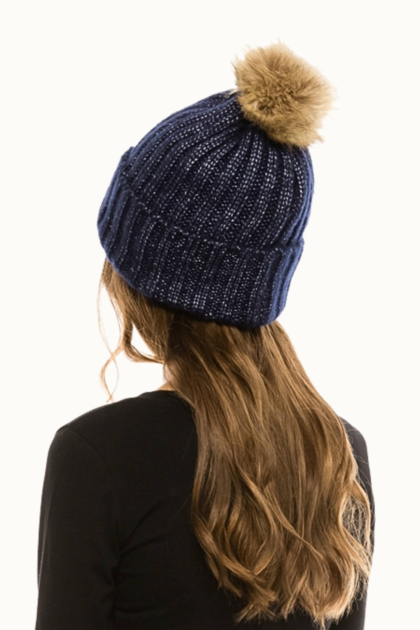 Olive & Pique - Wholesale Beanie - Women's - Ribbed Knit Metallic Lurex Sparkle Beanie with Pom Pom8