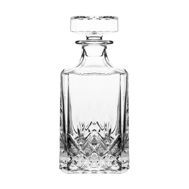 Crystal Decanter Design at Bottom Set with 6 Cups Clear for wholesale by Boker-Tov Shalom