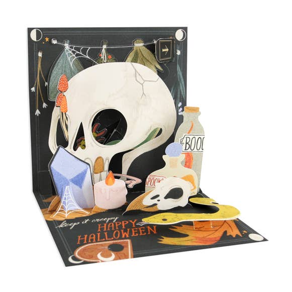 Cartão Pop-Up de Caveira de Halloween por atacado de Up With Paper