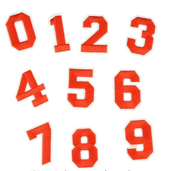 ABLNco - Wholesale Patch - Red number patches, 2” small embroidery patch iron on