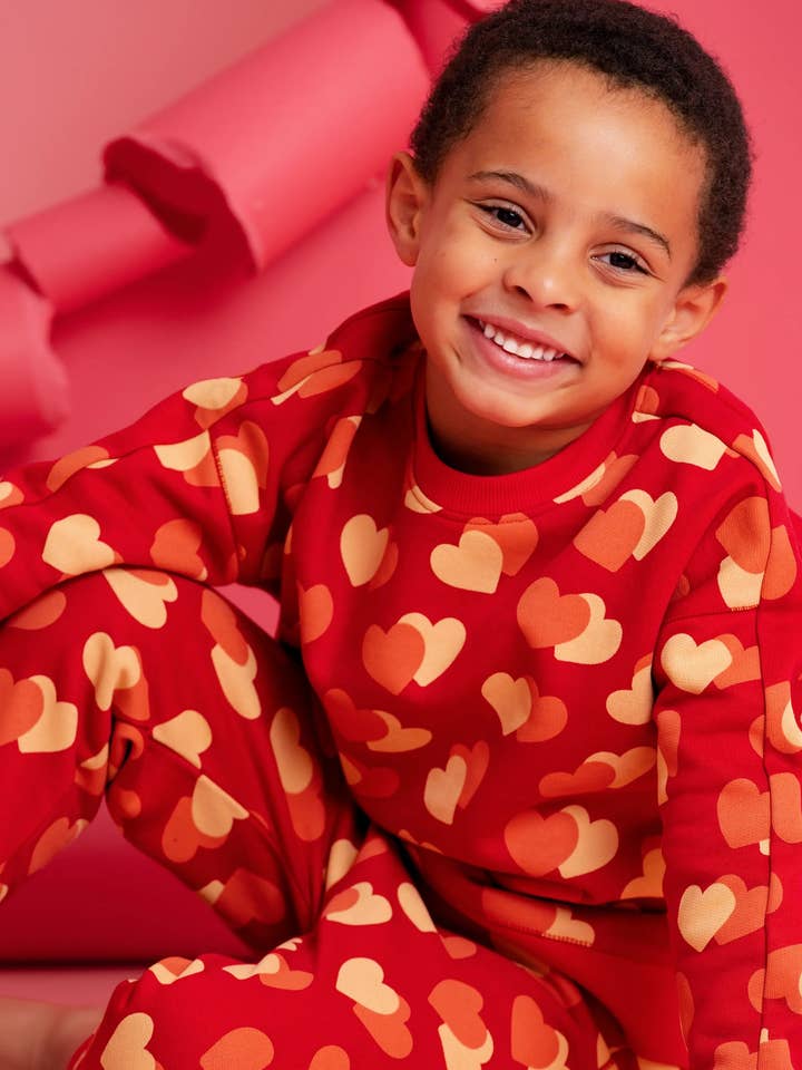 Valentine's Day Sporty Sweatshirt_Flutter Hearts for wholesale by Monica + Andy