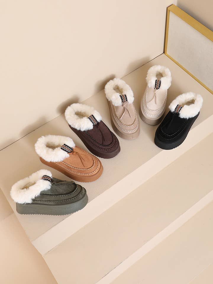 Joia Paris - Wholesale Mules - Women's - Fur-lined mules with thick sole and braided strap RU-2121