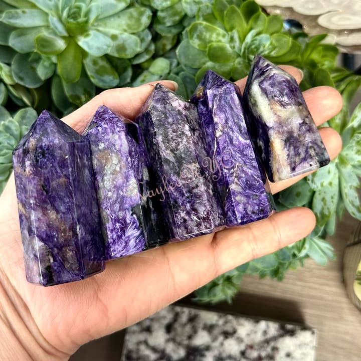 KayleeNYC - Wholesale Spiritual Stone/Crystal - 1 lb Natural Charoite Tower Obelisk Point Wand Crystal5
