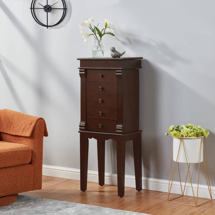 HOMYCASA DESIGN INC - Wholesale Jewelry Box/Organizer - Homy Casa 5-Drawer Jewelry Armoire with Swing Doors, Cherry13