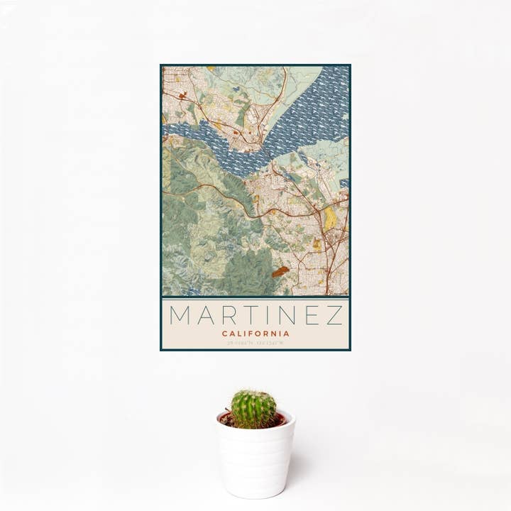 Impresión de mapa Martinez CA Bloque de madera para venta al por mayor de JACE.design