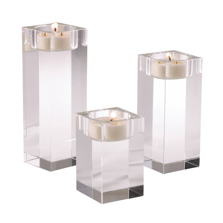 Porte-bougie en cristal - 2" x 4,5" pour la vente par Saro Lifestyle