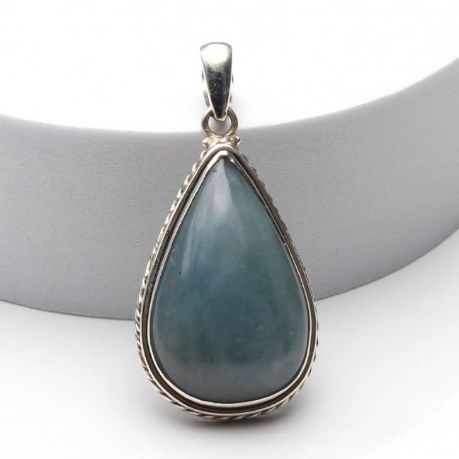 Tropfenanhänger, Aquamarin und Silber für den Großhandel von UniArt