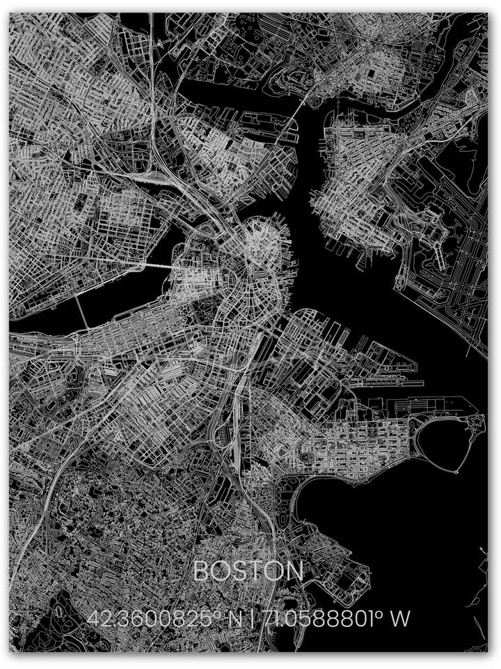 Metal citymap Boston for wholesale by Brandthout.