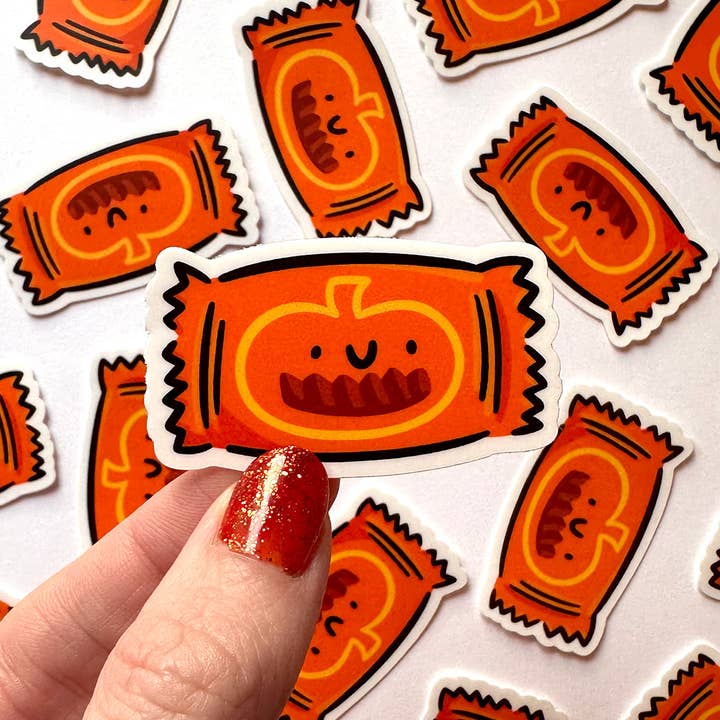 Peanut Butter Pumpkin Halloween Candy Mini Sticker for wholesale by Shop Emily M