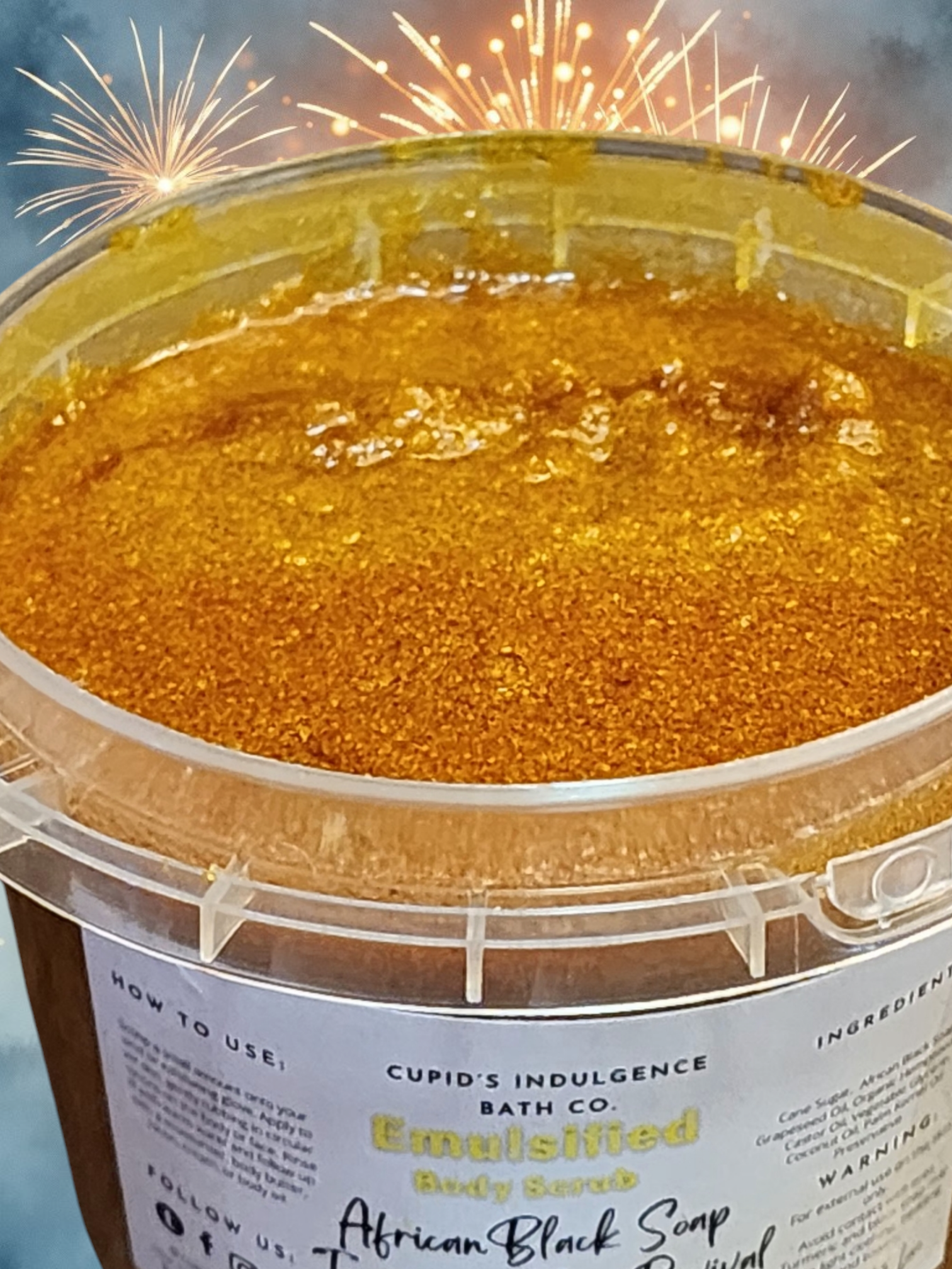 Cupid's Indulgence Bath Company - Wholesale Body Scrub/Exfoliant - African Black Soap and Turmeric Honey Scrub. Wholesale scrub2