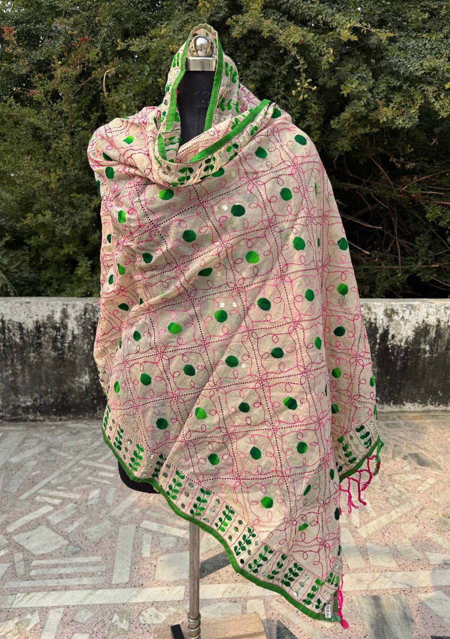 bhavnas boutique - Wholesale Wrap - Women's - Wrap Scarf Fancy Dupatta Floral Embroidery Phulkari Dupatta3