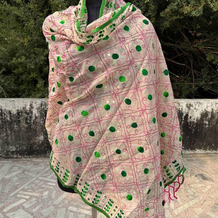 bhavnas boutique - Wholesale Wrap - Women's - Wrap Scarf Fancy Dupatta Floral Embroidery Phulkari Dupatta3
