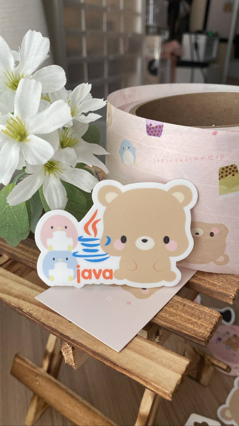 drawwithkristi - Wholesale Phone & Laptop Stickers - Java Programming with Brown Bear Vinyl Sticker1