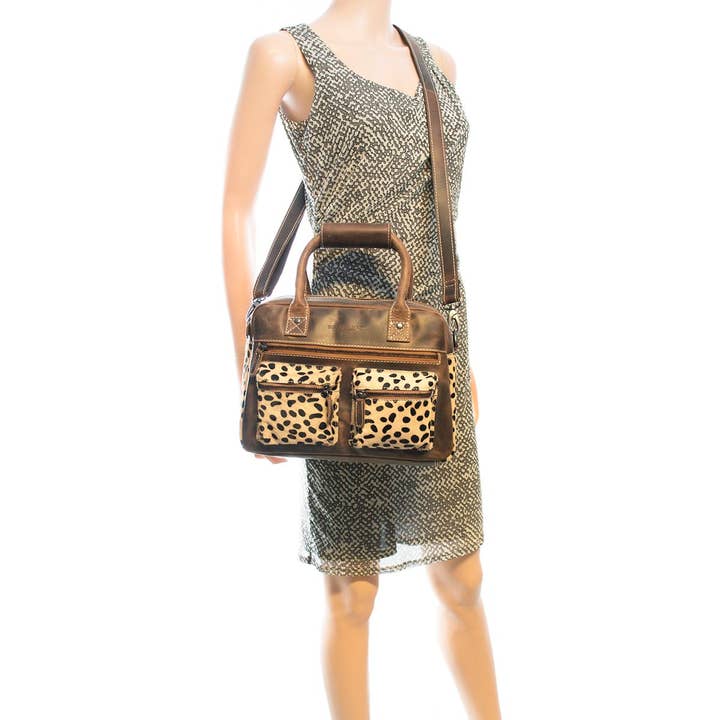Arrigo - Wholesale Shoulder Bag - Women's - Westernbag Cognac Buffalo Leather with an Animal Print16