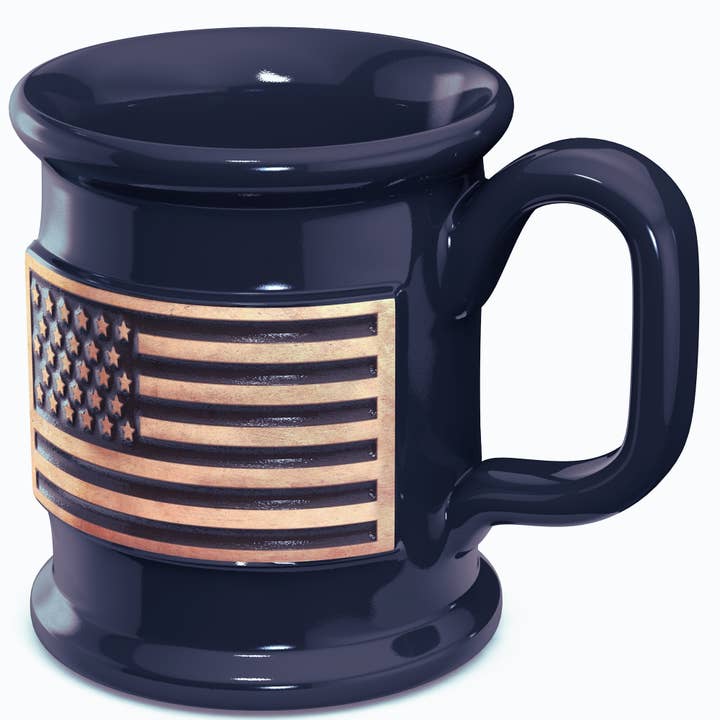 Old Southern Brass - Wholesale Coffee Mug - Ceramic Handmade Coffee Mug - Embossed American Flag1