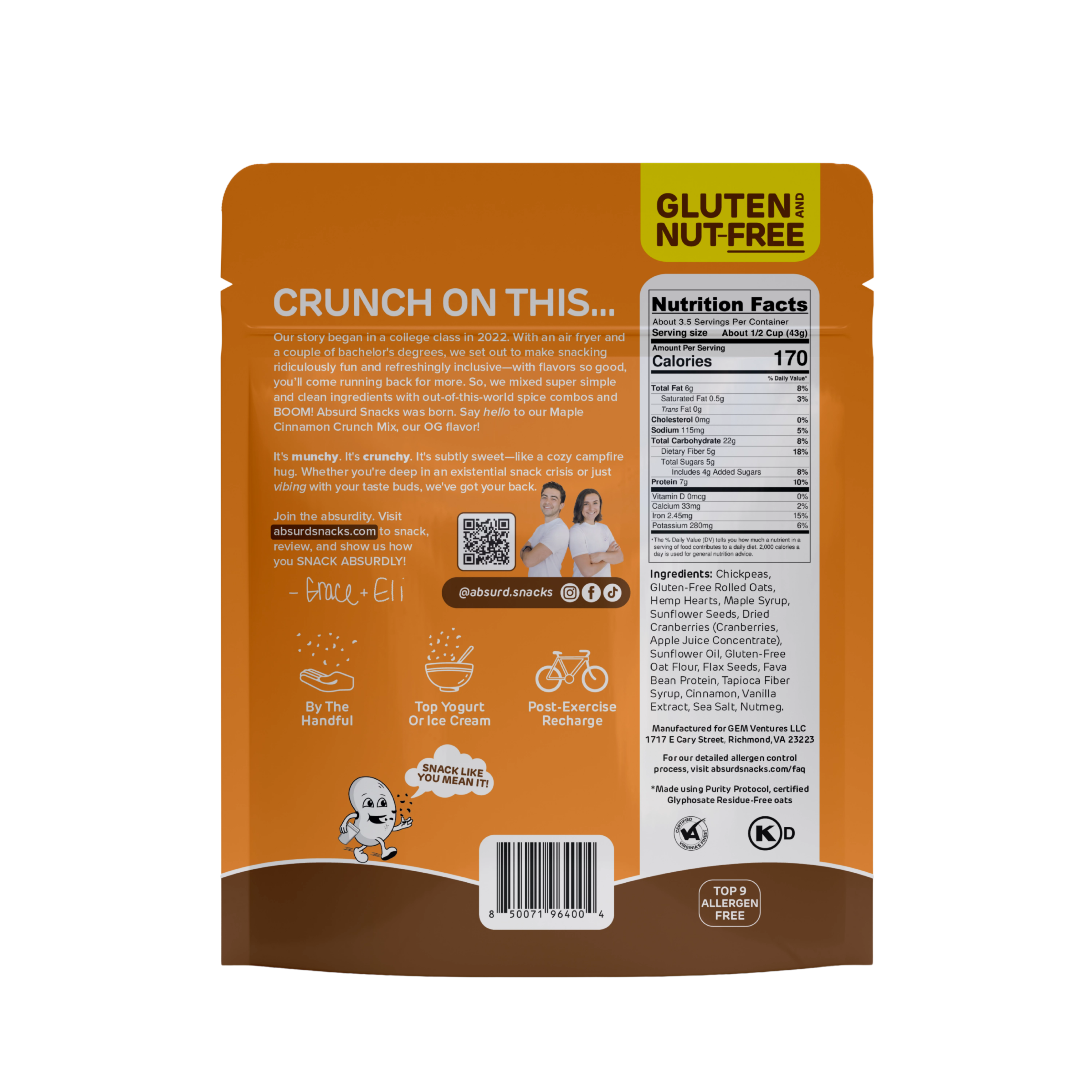 Absurd Snacks - Wholesale Puffed Snack - Chickpea & Granola Crunch Mix - Maple Cinnamon1