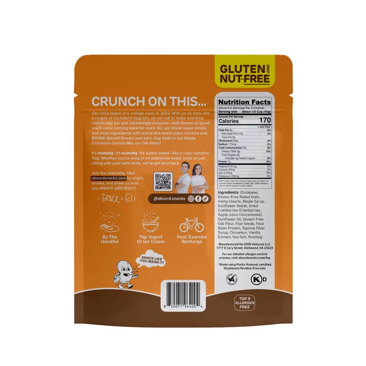 Absurd Snacks - Wholesale Puffed Snack - Chickpea & Granola Crunch Mix - Maple Cinnamon1