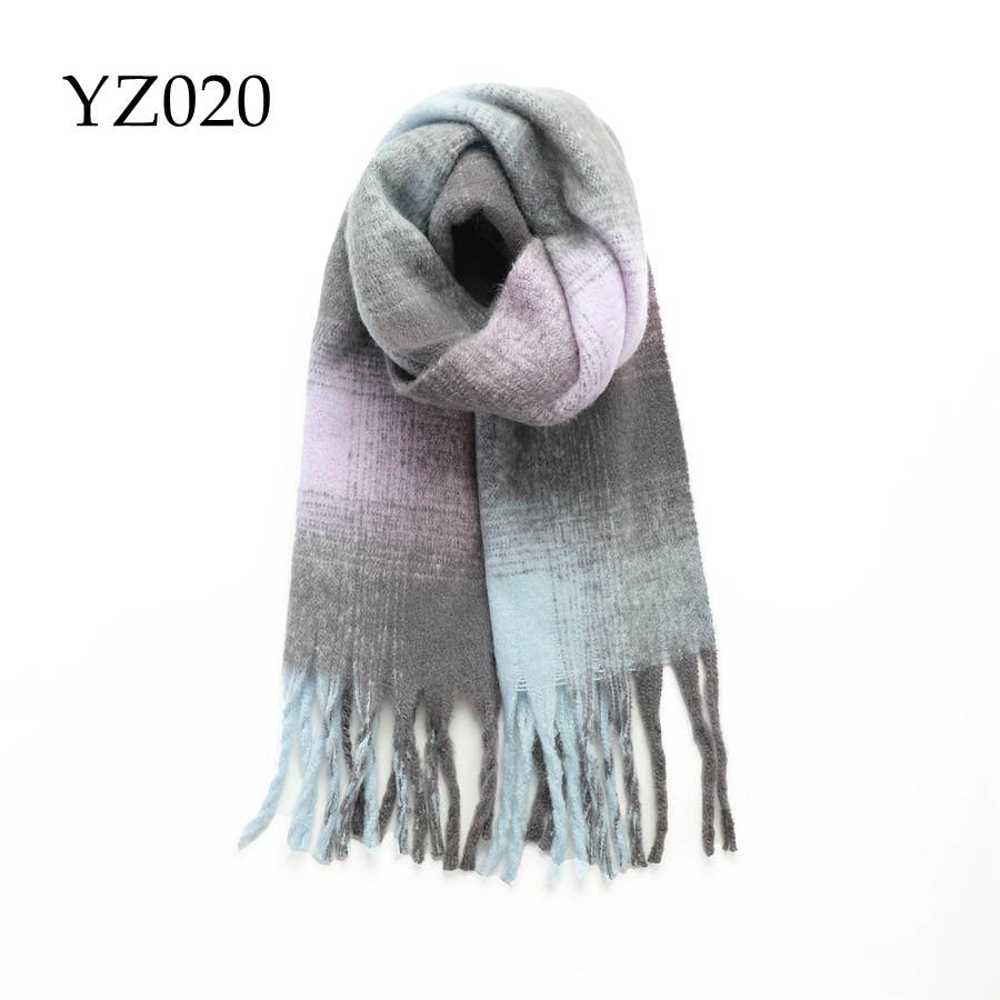 Adorro - Wholesale Scarf - Women's - Soft Chunky Oblong Multi Color Plaid Fleece Scarf7