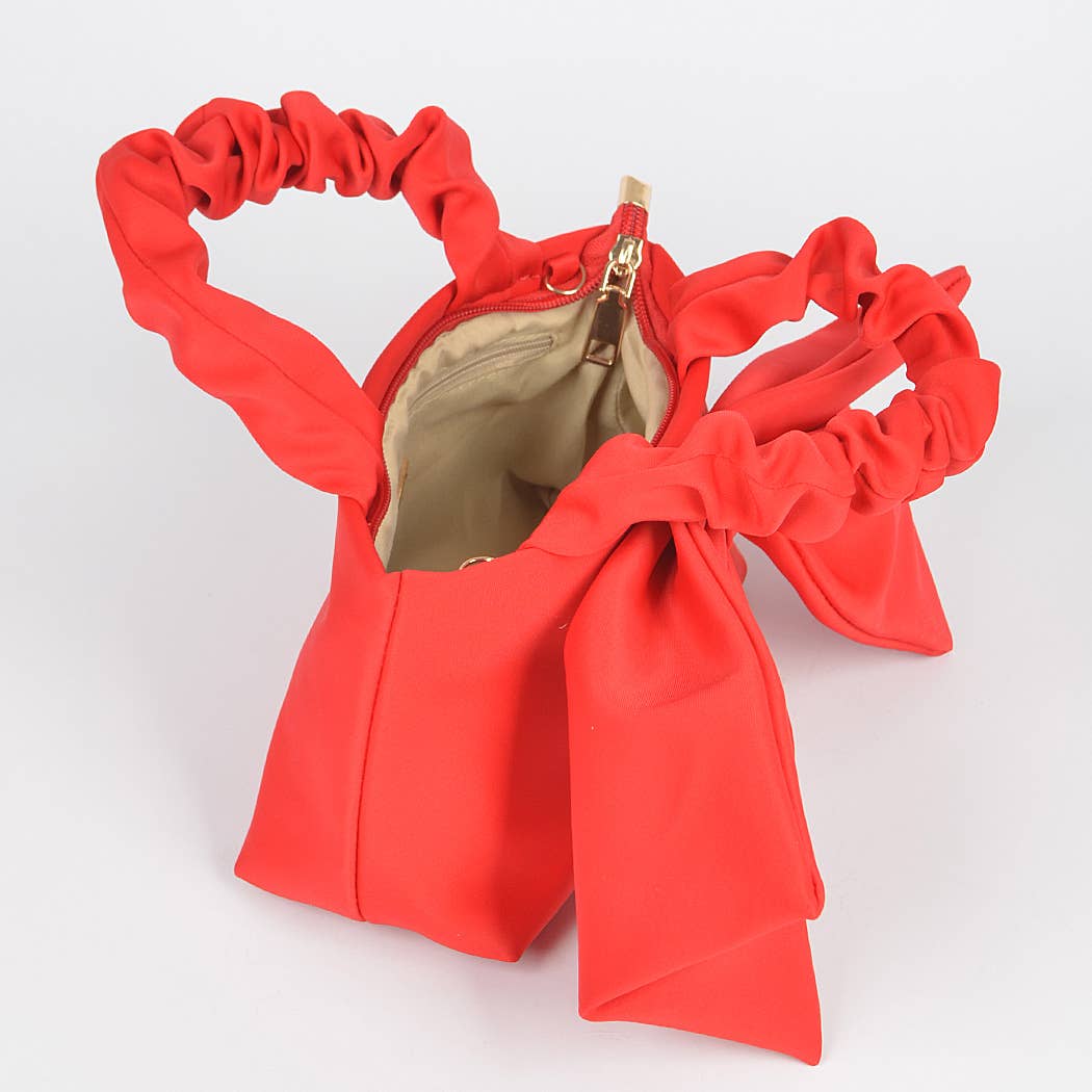 3AM BY H&D ACCESSORIES – Großhandel Henkeltasche – Damen – Nylon-Clutch mit Obergriff und großer Schleife vorne5