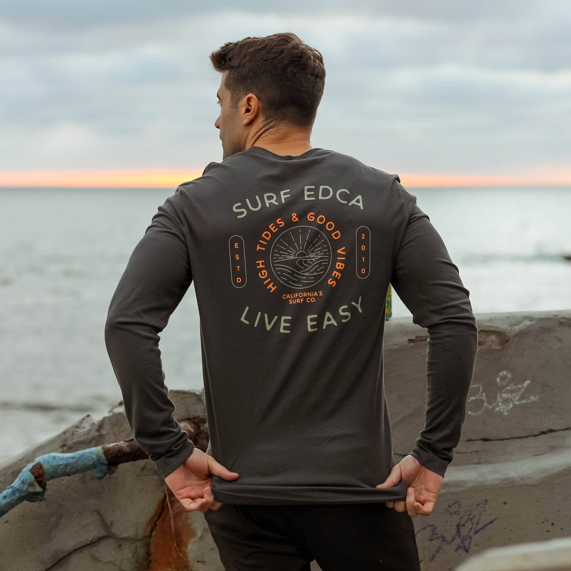 Everyday California - Wholesale Screen Printed T-Shirt - Men's - Ponto Long Sleeve - California Surf Sunset Beach Tee4