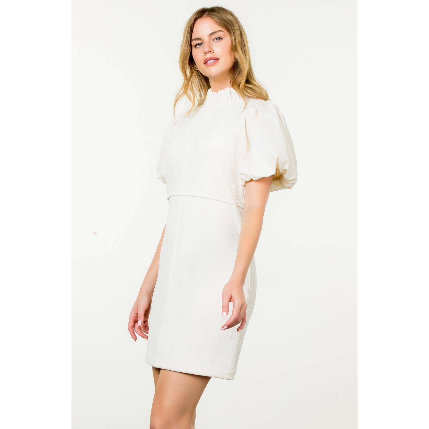 CREAM Puff Sleeve Corduroy Midi Dress for wholesale on Faire1