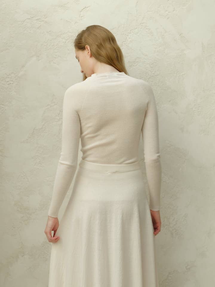 Lèmme - Wholesale Knit Sweater - Women's - Ribbed crewneck in extra fine merino wool (3D knit)