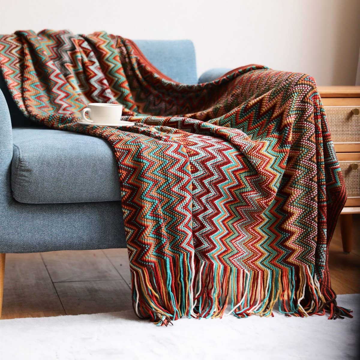 ACCITY - Wholesale Throw Blanket - KNITTED STRIPED SOFA BLANKET BLANKET_CWMM01854